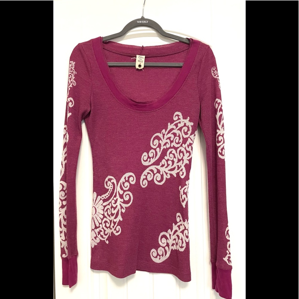 Free People light thermal Henley shirt